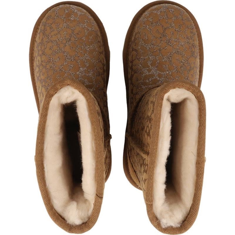 Ugg Classic 2 Glitter leopard Comfort Winter Boots - Girls sz3 - Picture 7 of 9